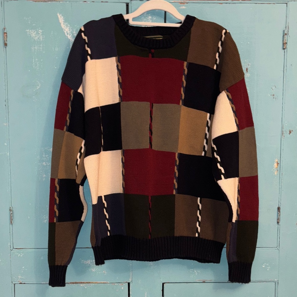Croft & Barrow Multicolor Patchwork Sweater for Men